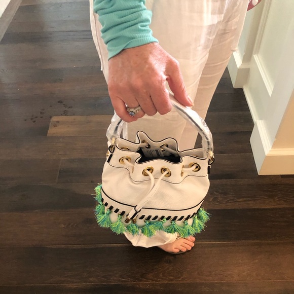 Milly Whipstitch Tassel Drawstring Bucket Bag NWT $395 - Picture 7 of 7